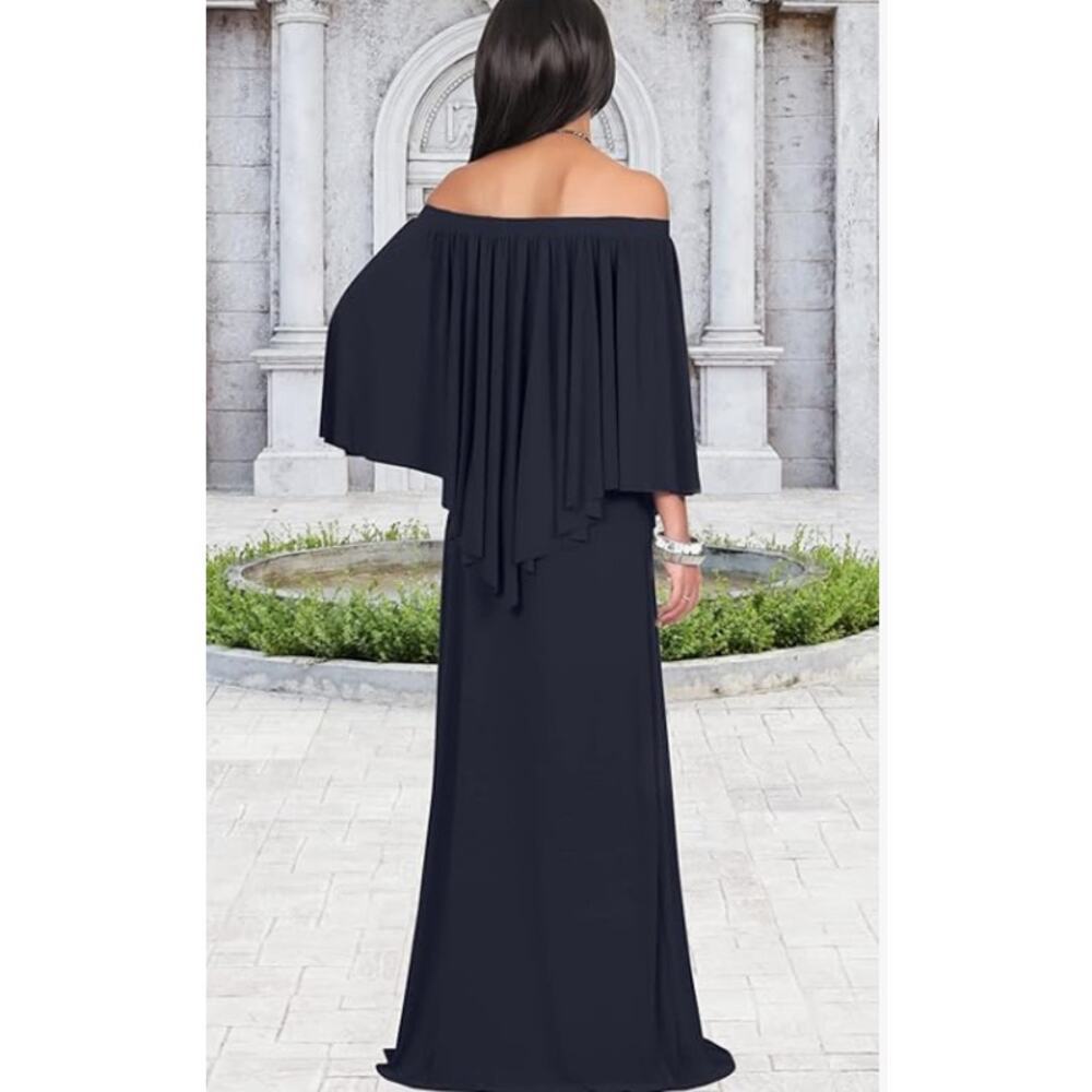 KOH KOH Long Strapless Off the Shoulder Cocktail Dress Blue NWT Size L - Picture 2 of 9